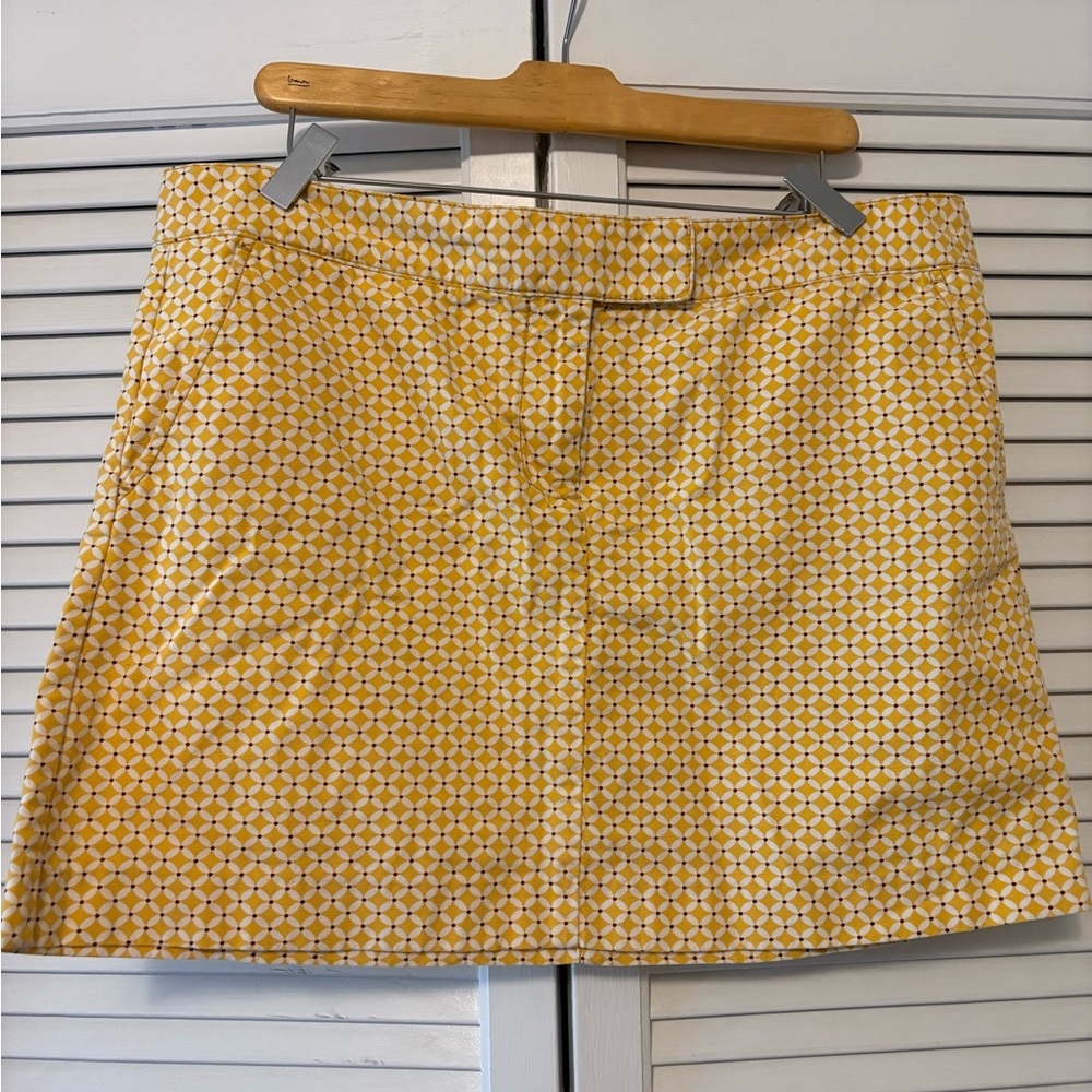 J. Crew Yellow Geometric Mini Skirt Size 14